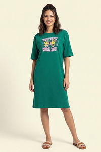 Zivame Minions Knit Cotton Loungwear Dress - Ultramarine Green — thumbnail 2